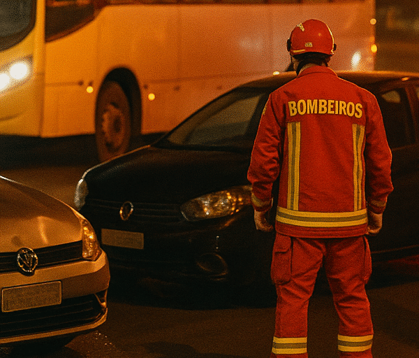 Colisão entre ônibus e dois carros mobiliza bombeiros na noite de quinta (22)